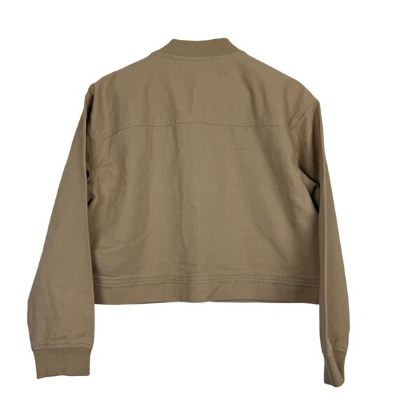 Nicole MillerTan Cropped Utility Jacket Small Cargo Pockets Full Zip Cotton - Picture 7 of 8